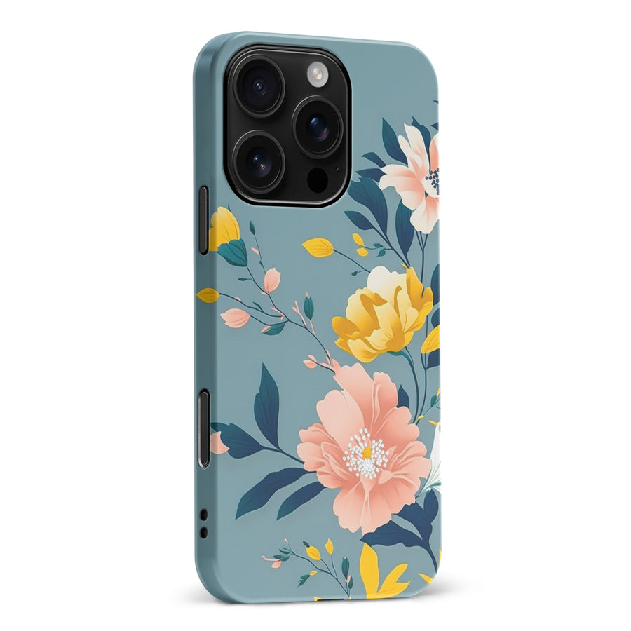 iPhone 16 Pro Max Hibiscus Phone Case in Blue