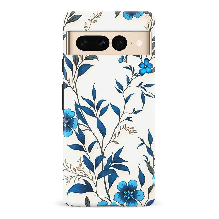 Google Pixel 7 Pro Blue Hibiscus Phone Case in White
