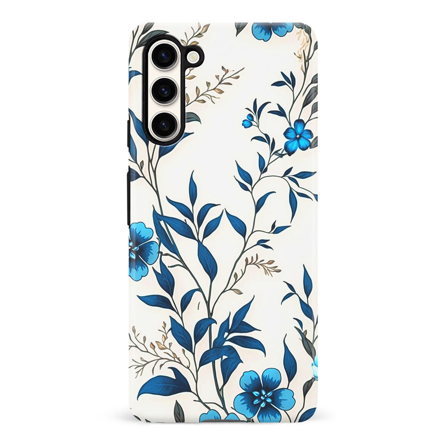 Samsung S23 Blue Hibiscus Phone Case in White