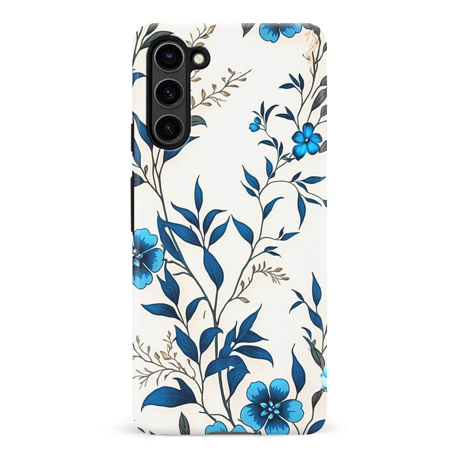 Samsung S23 Plus Blue Hibiscus Phone Case in White