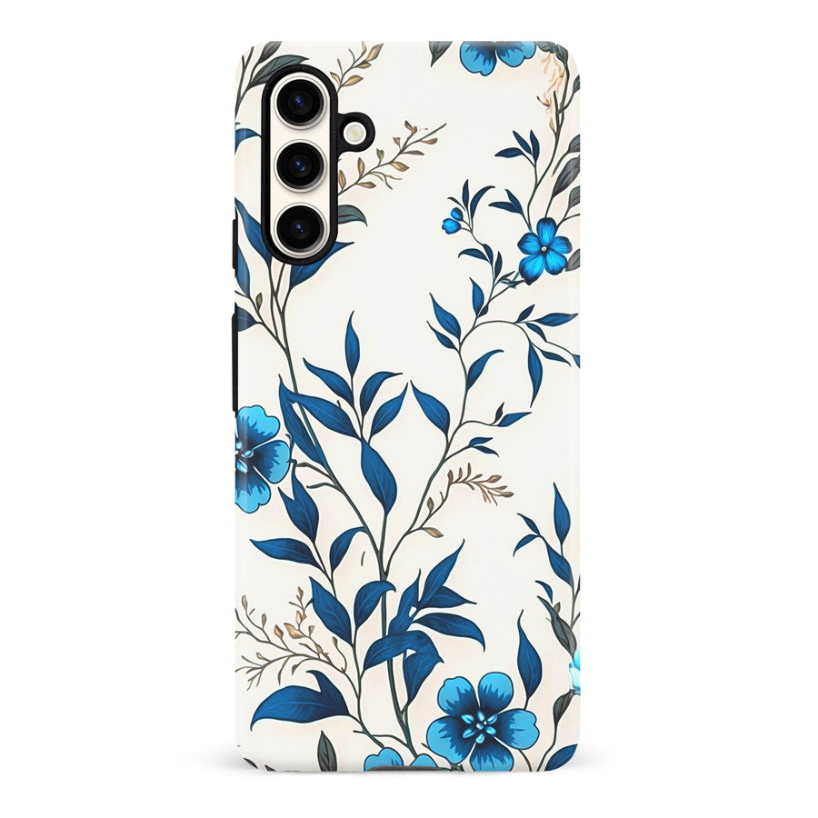 Samsung S23 FE Blue Hibiscus Phone Case in White