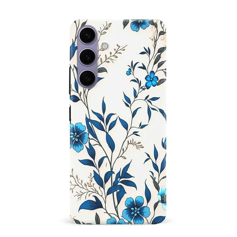 Samsung Galaxy S24 Plus Blue Hibiscus Phone Case in White