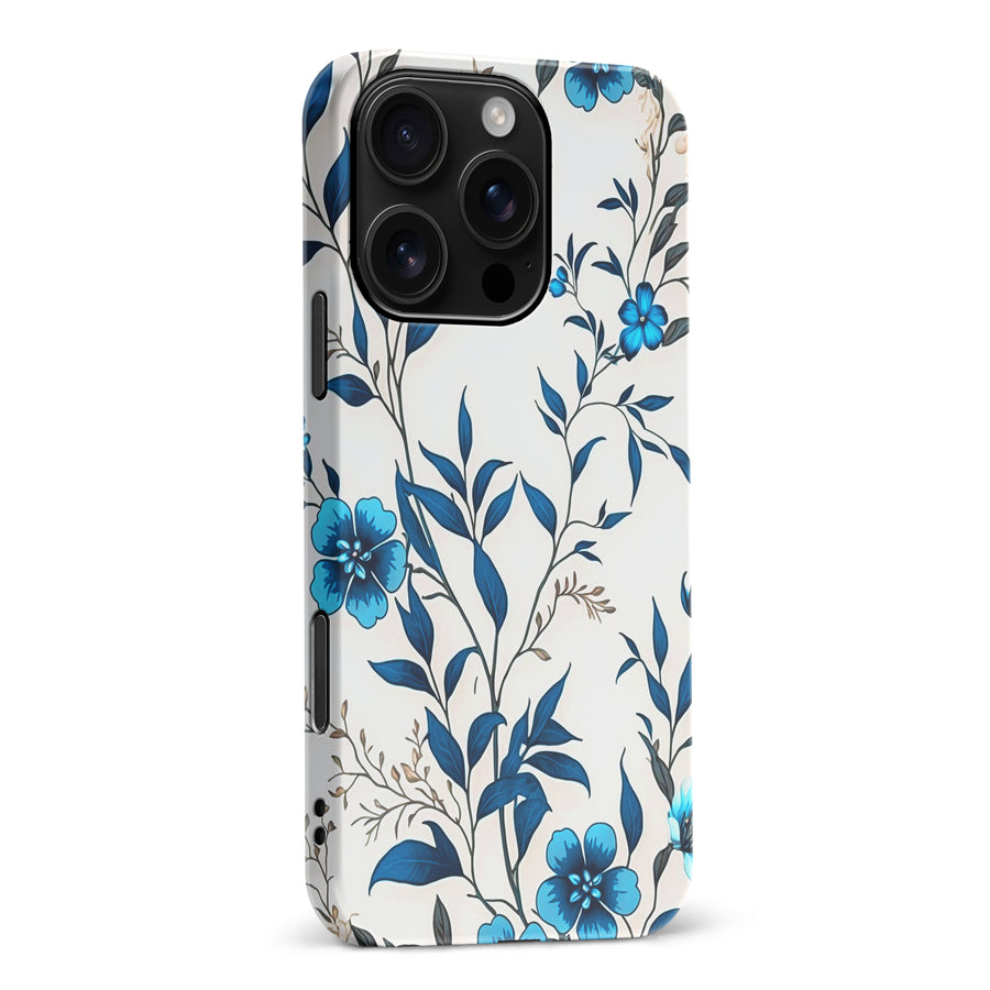 iPhone 16 Pro Max Blue Hibiscus Phone Case in White