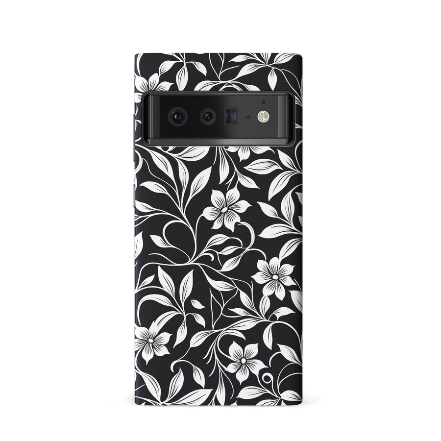 Google Pixel 6 Monochrome Floral Phone Case in Black and White