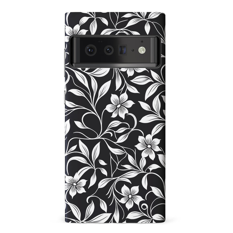 Google Pixel 6 Pro Monochrome Floral Phone Case in Black and White