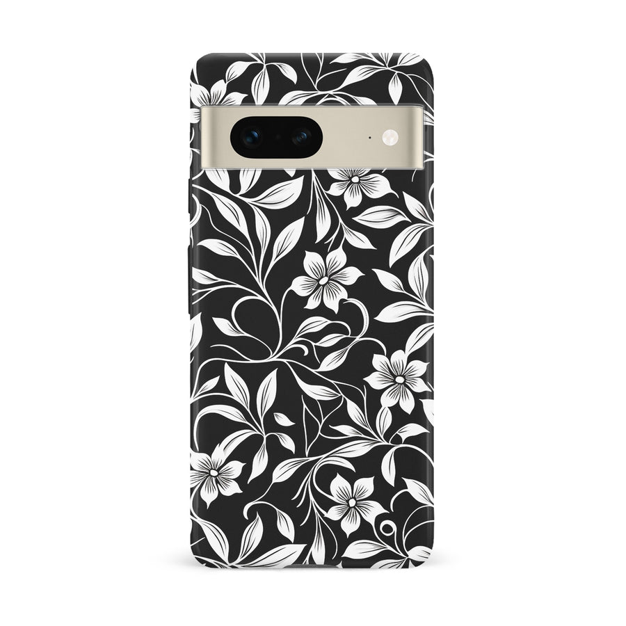 Google Pixel 7 Monochrome Floral Phone Case in Black and White