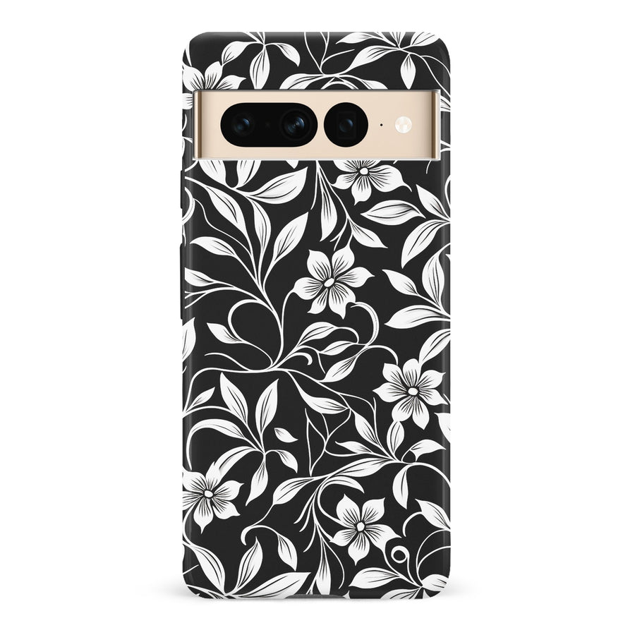 Google Pixel 7 Pro Monochrome Floral Phone Case in Black and White