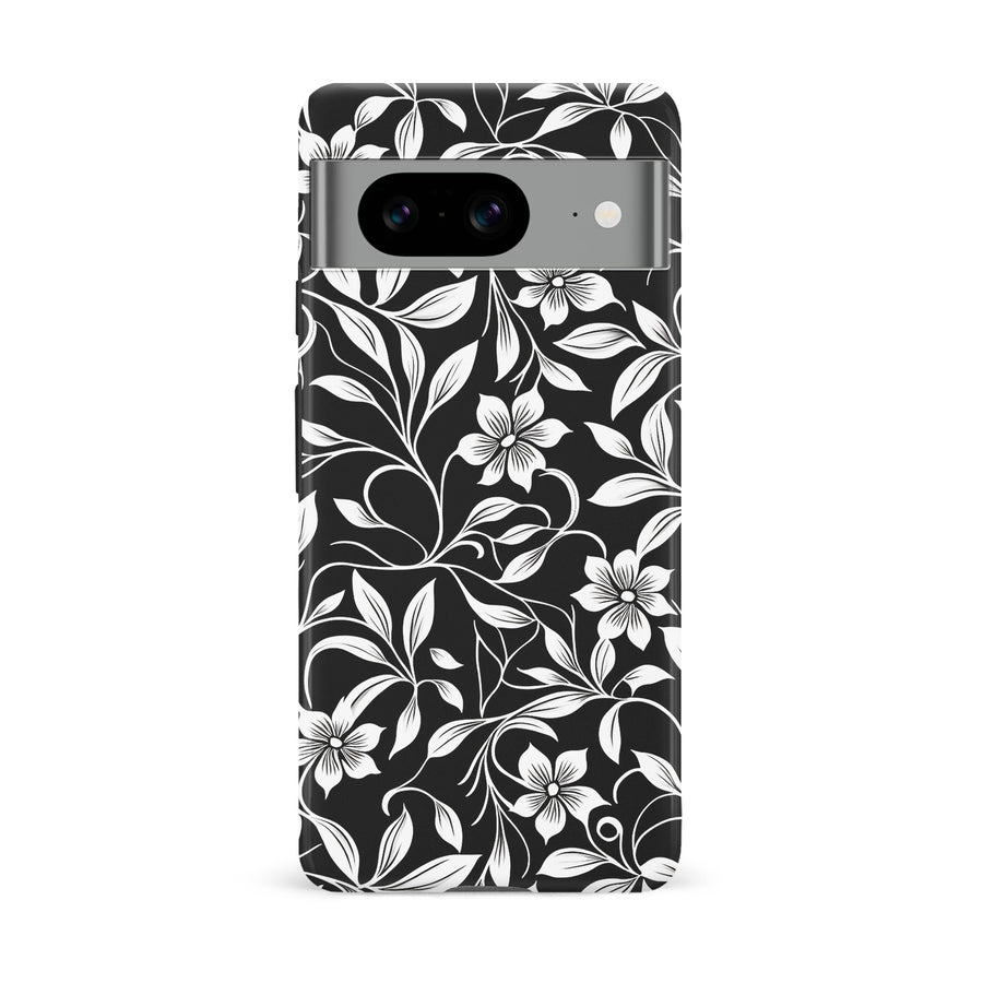 Google Pixel 8 Monochrome Floral Phone Case in Black and White