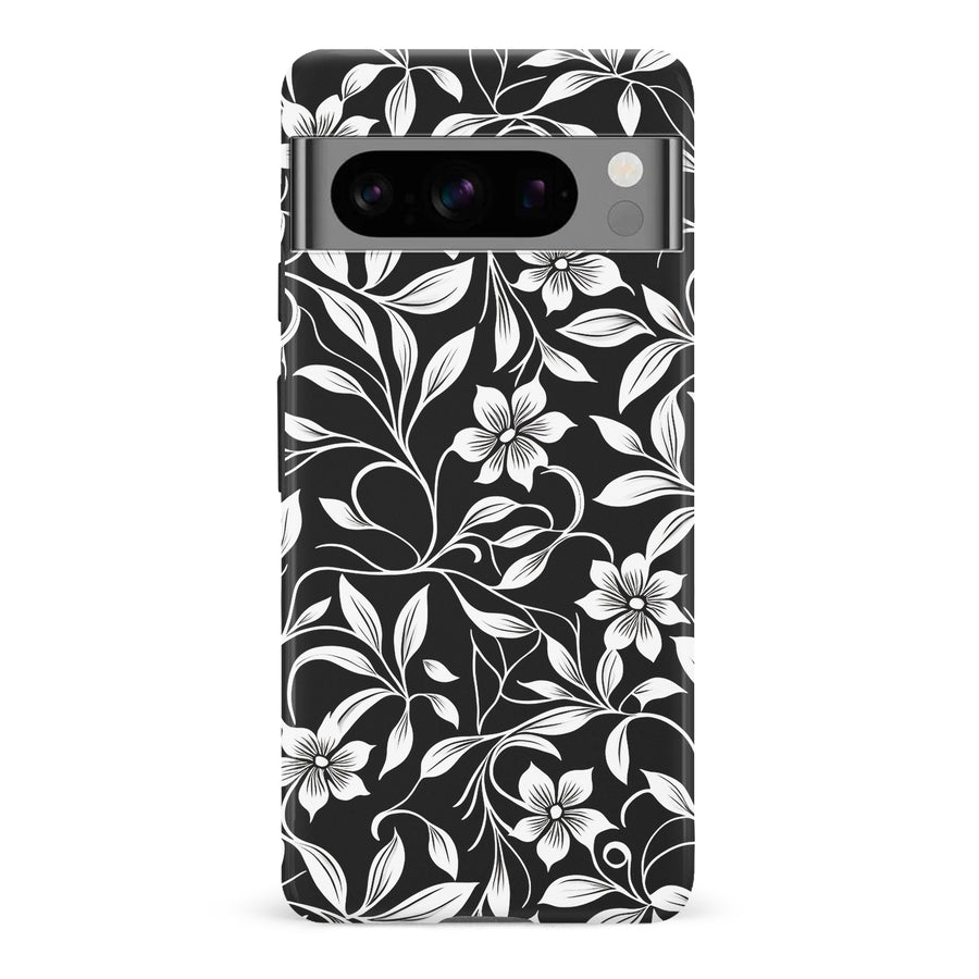 Google Pixel 8 Pro Monochrome Floral Phone Case in Black and White