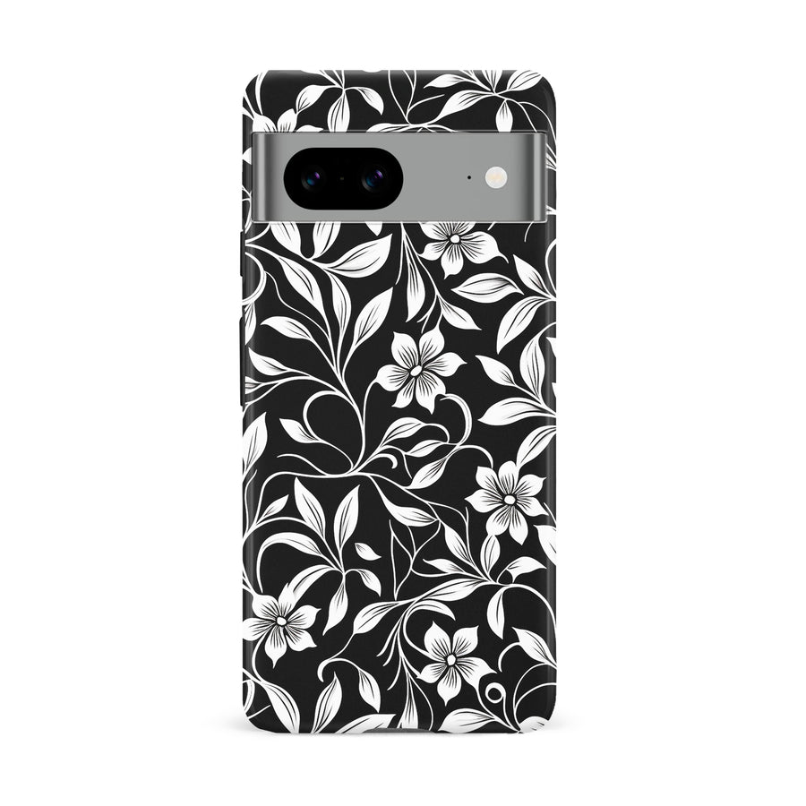 Google Pixel 8A Monochrome Floral Phone Case in Black and White