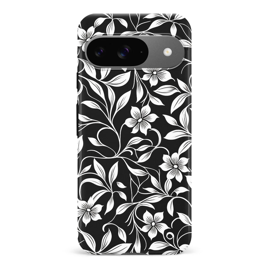 Google Pixel 9 Monochrome Floral Phone Case in Black and White