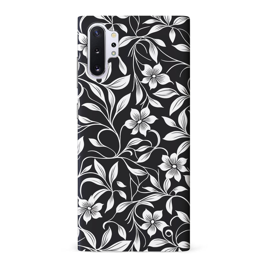 Samsung Galaxy Note 10 Plus Monochrome Floral Phone Case in Black and White
