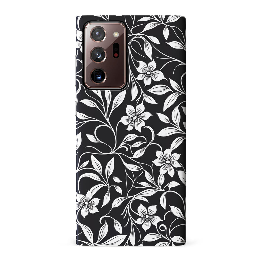 Samsung Galaxy Note 20 Ultra Monochrome Floral Phone Case in Black and White