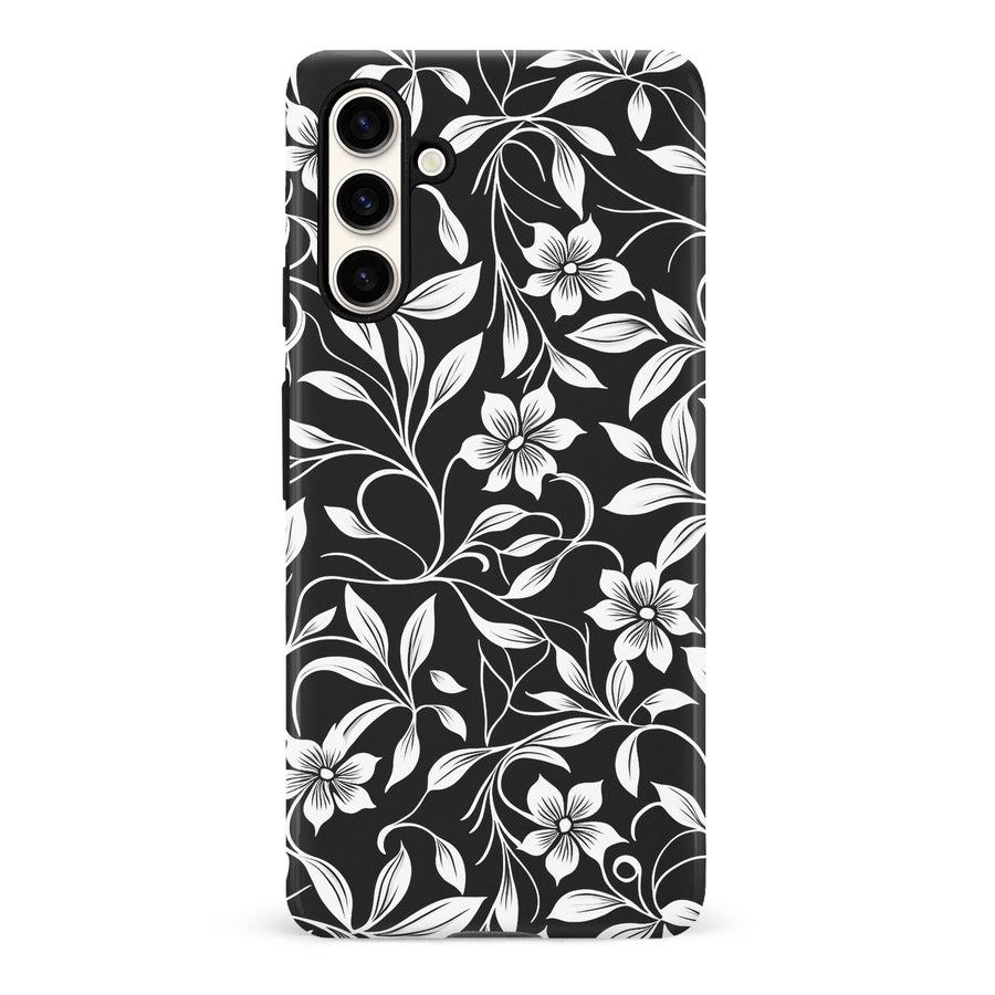 Samsung Galaxy S23 FE Monochrome Floral Phone Case in Black and White