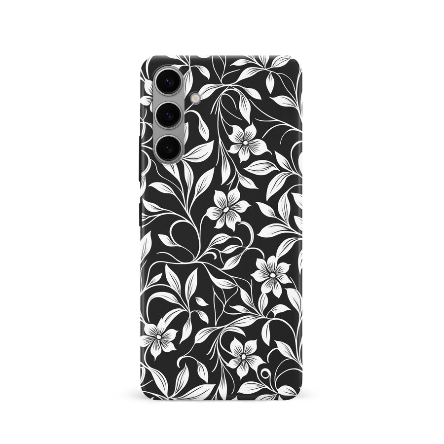 Samsung Galaxy S24 Monochrome Floral Phone Case in Black and White