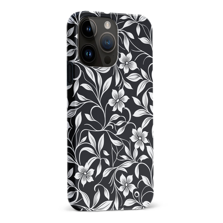 iPhone 15 Pro Max Monochrome Floral Phone Case in Black and White