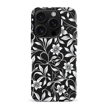 iPhone 16 Pro Max Monochrome Floral Phone Case in Black and White