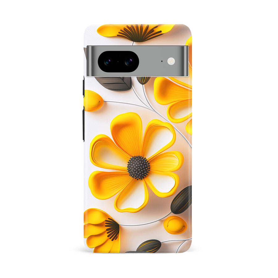 Google Pixel 8A Black-Eyed Susan Phone Case in White