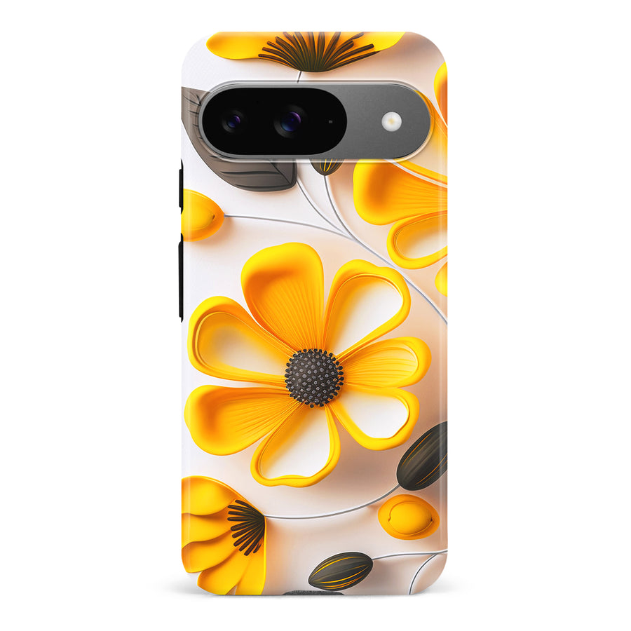 Google Pixel 9 Black-Eyed Susan Phone Case in White