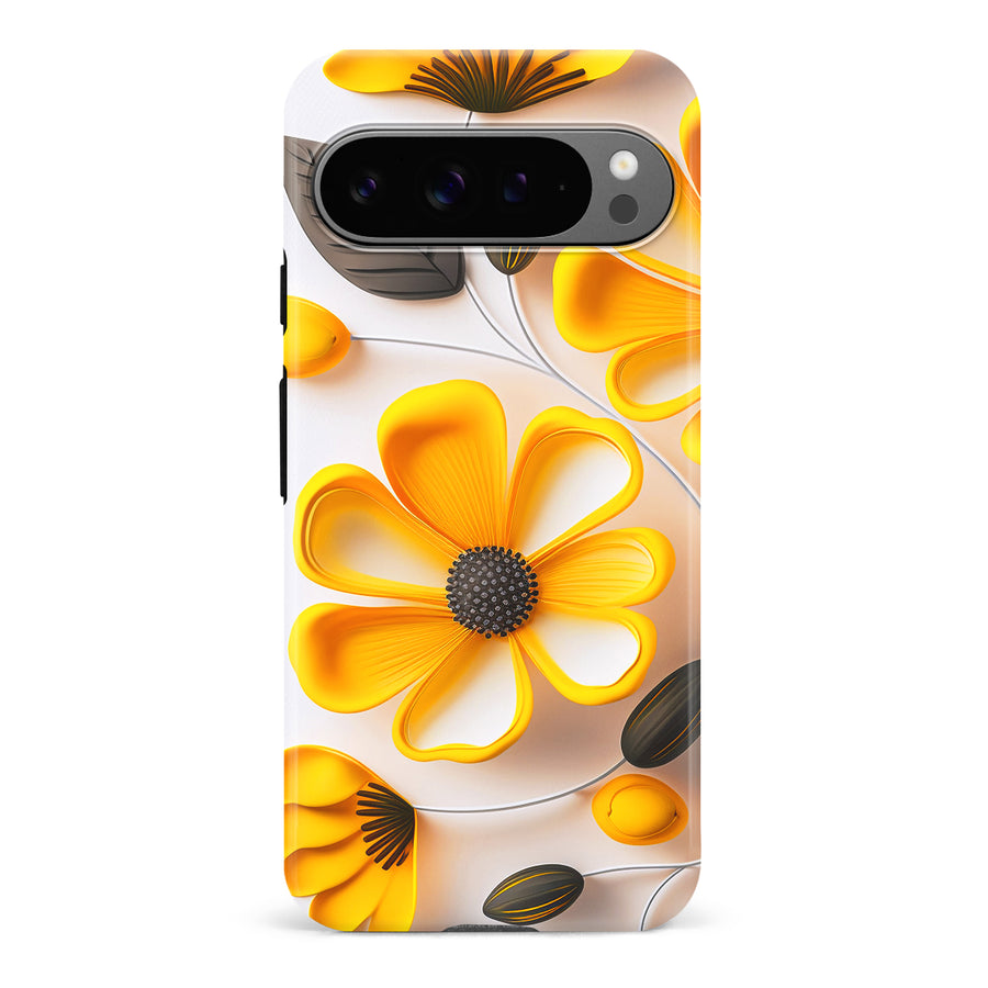 Google Pixel 9 Pro Black-Eyed Susan Phone Case in White