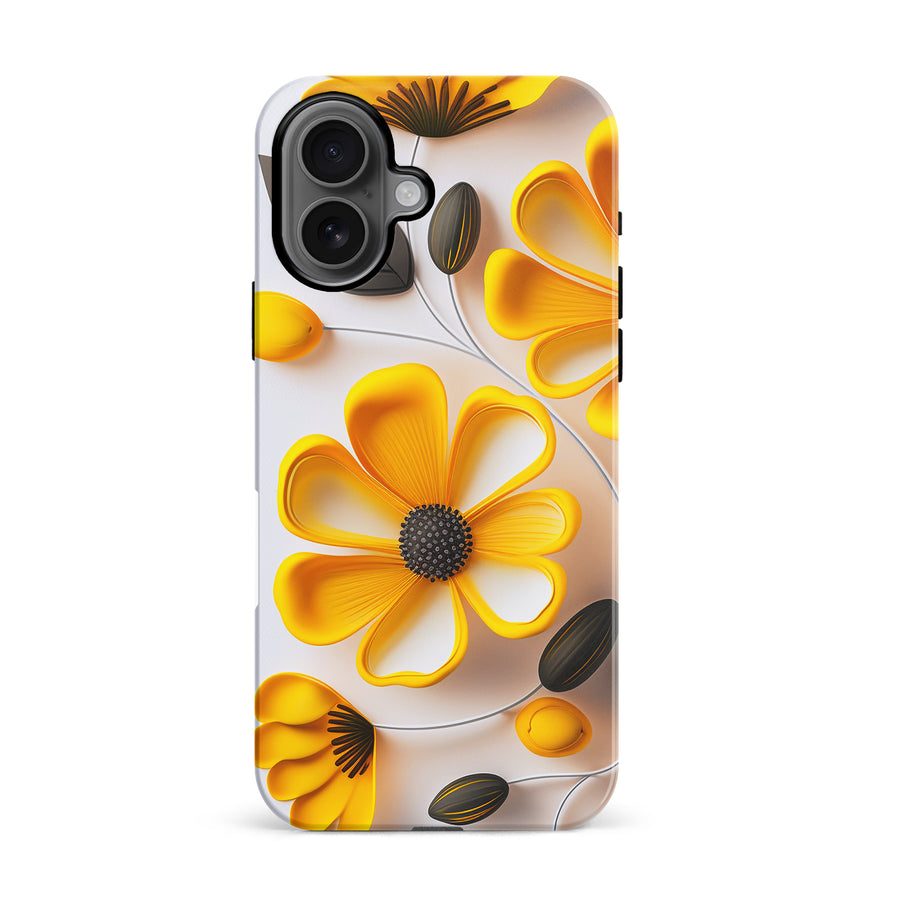 iPhone 16 Black-Eyed Susan Phone Case in White