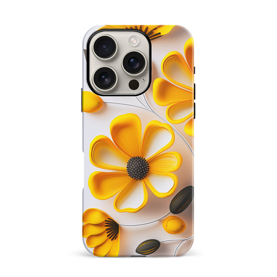 iPhone 16 Pro Black-Eyed Susan Phone Case in White