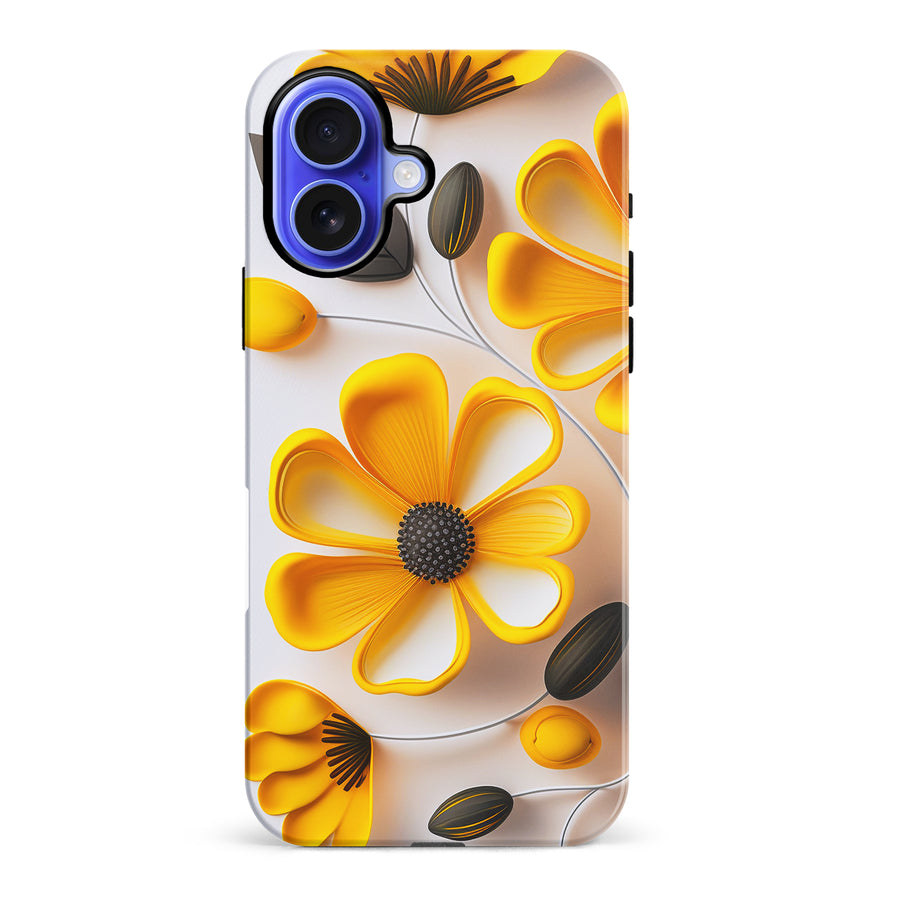 iPhone 16 Plus Black-Eyed Susan Phone Case in White