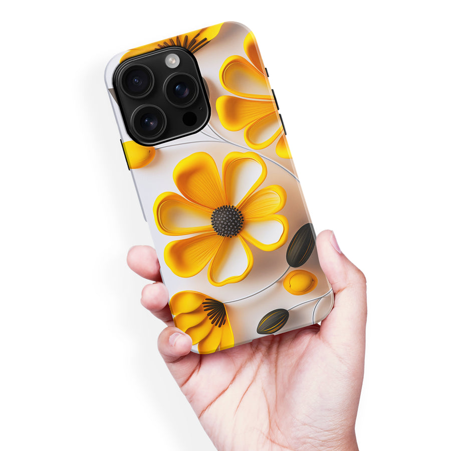 iPhone 16 Pro Max Black-Eyed Susan Phone Case in White