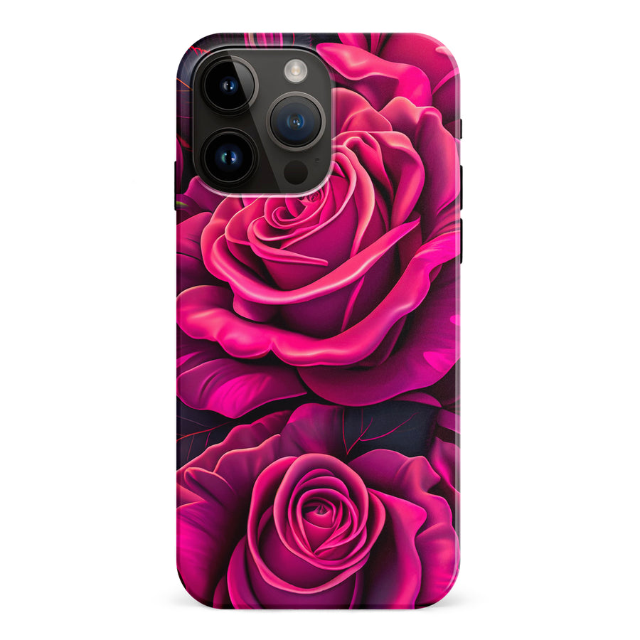 iPhone 15 Pro Max Rose Phone Case in Magenta