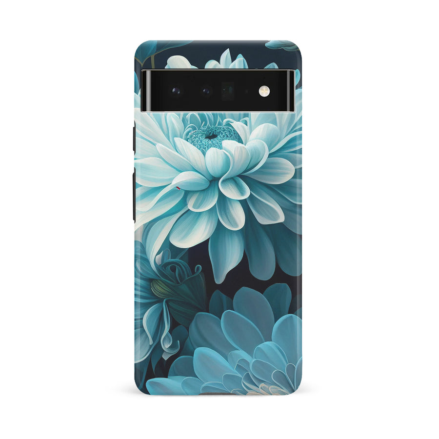 Google Pixel 6A Chrysanthemum Phone Case in Blue Green