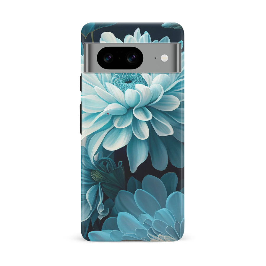 Google Pixel 8 Chrysanthemum Phone Case in Blue Green