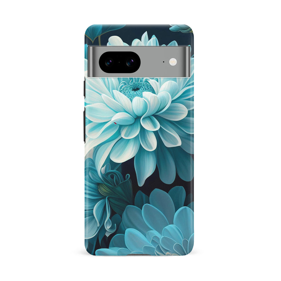 Google Pixel 8A Chrysanthemum Phone Case in Blue Green