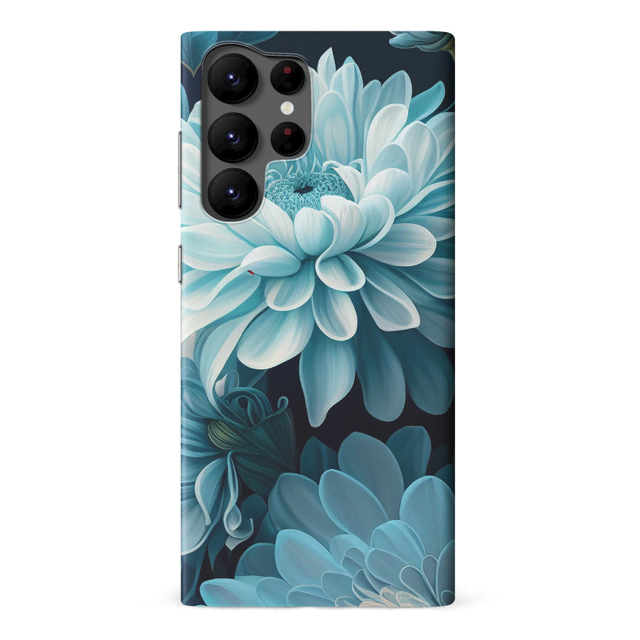 Samsung Galaxy S22 Ultra Chrysanthemum Phone Case in Blue Green