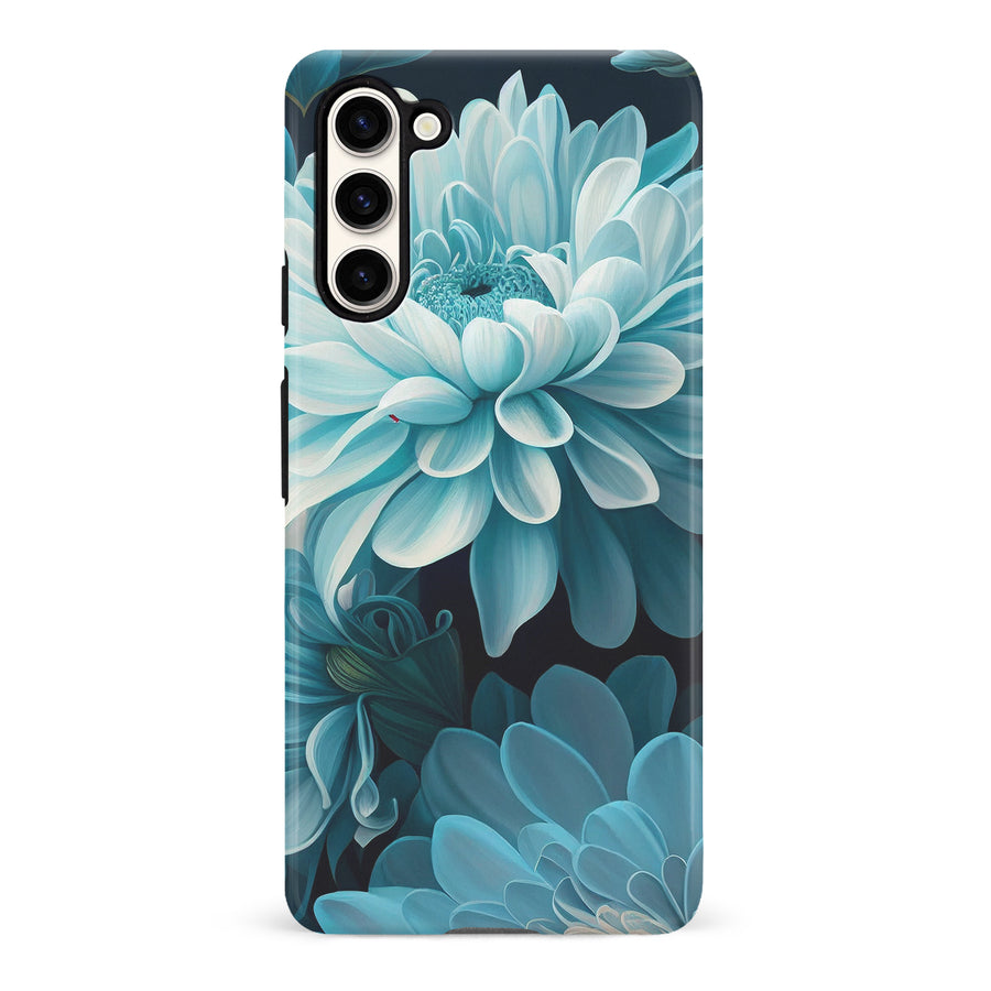 Samsung Galaxy S23 Chrysanthemum Phone Case in Blue Green