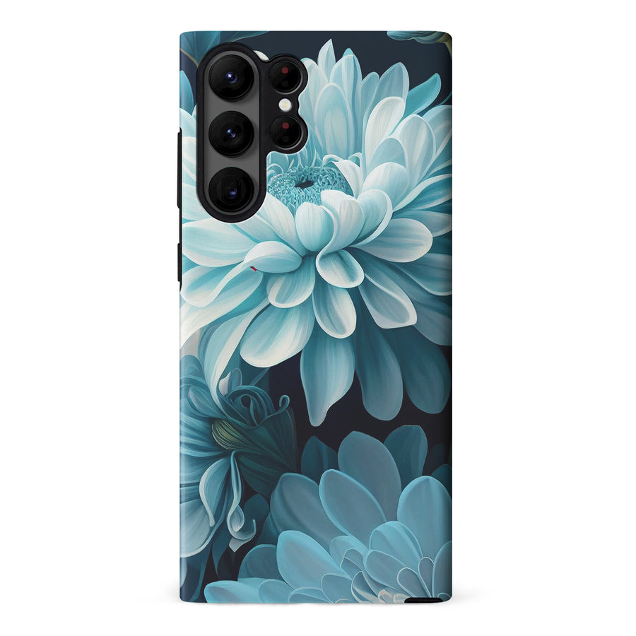 Samsung Galaxy S23 Ultra Chrysanthemum Phone Case in Blue Green