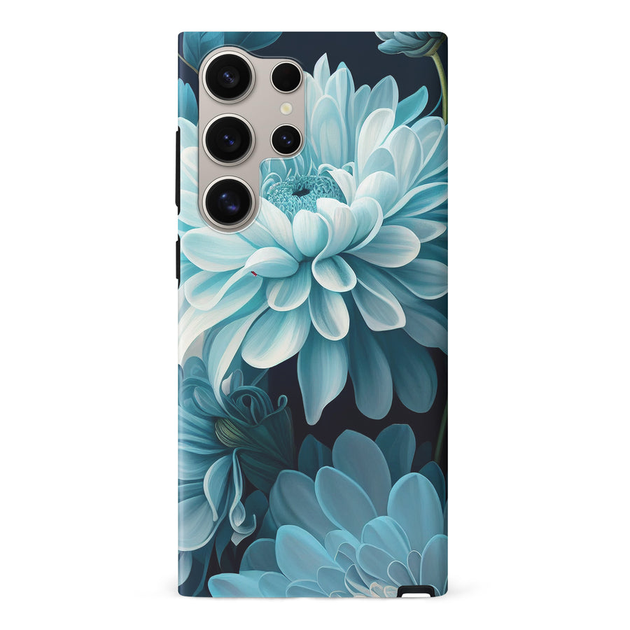 Samsung Galaxy S24 Ultra Chrysanthemum Phone Case in Blue Green