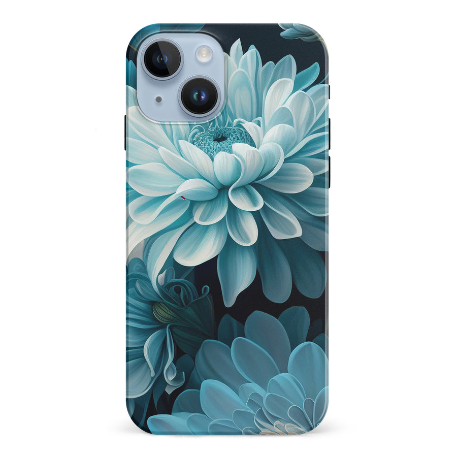 iPhone 15 Chrysanthemum Phone Case in Blue Green