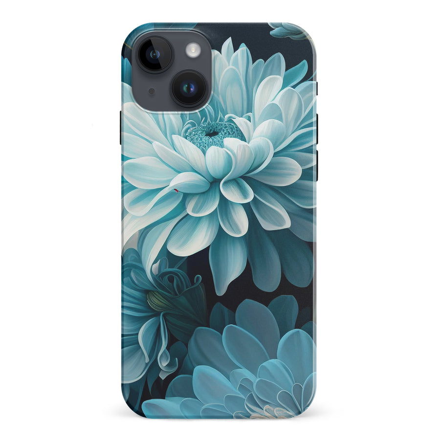 iPhone 15 Plus Chrysanthemum Phone Case in Blue Green