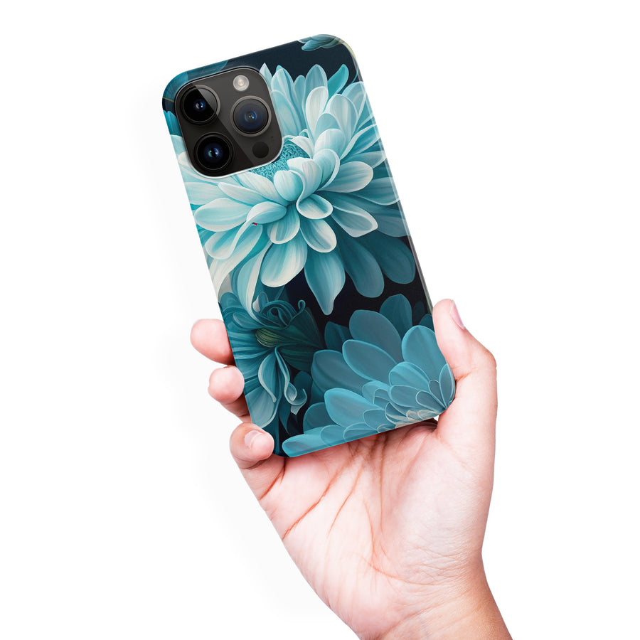 iPhone 15 Pro Max Chrysanthemum Phone Case in Blue Green