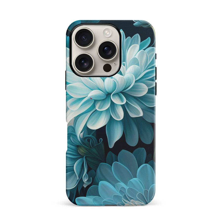 iPhone 16 Pro Chrysanthemum Phone Case in Blue Green