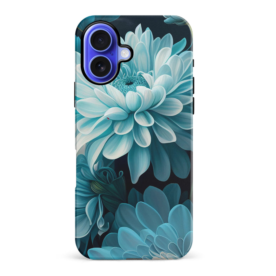 iPhone 16 Plus Chrysanthemum Phone Case in Blue Green