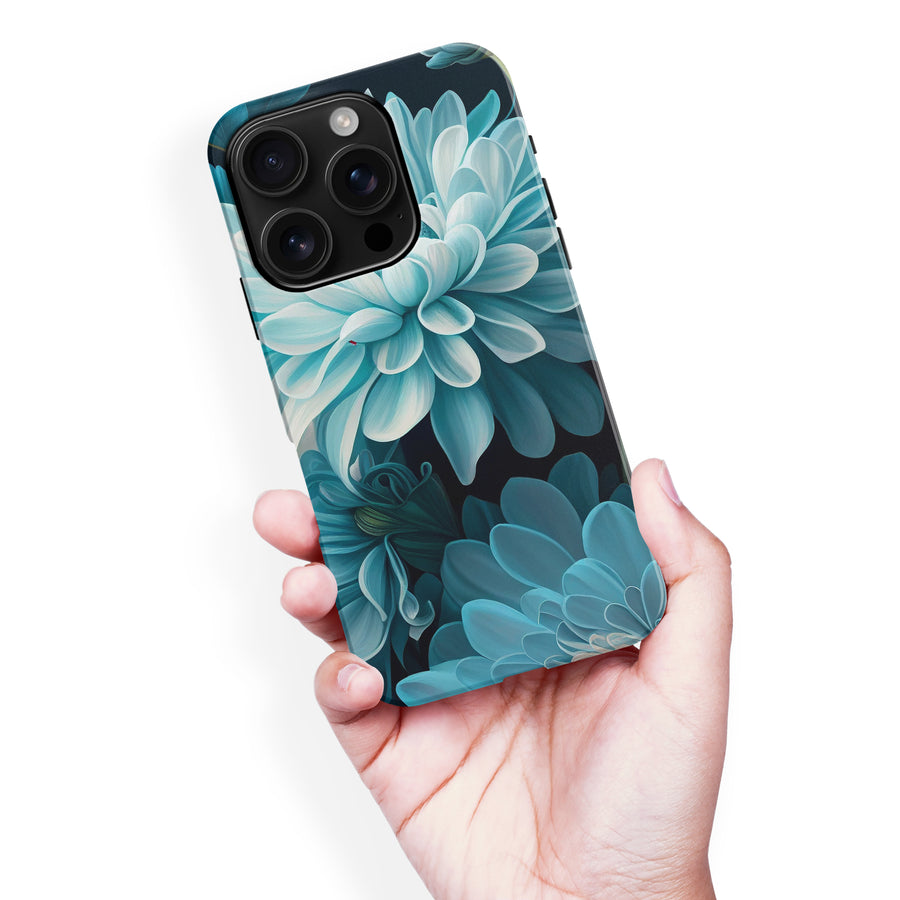 iPhone 16 Pro Max Chrysanthemum Phone Case in Blue Green