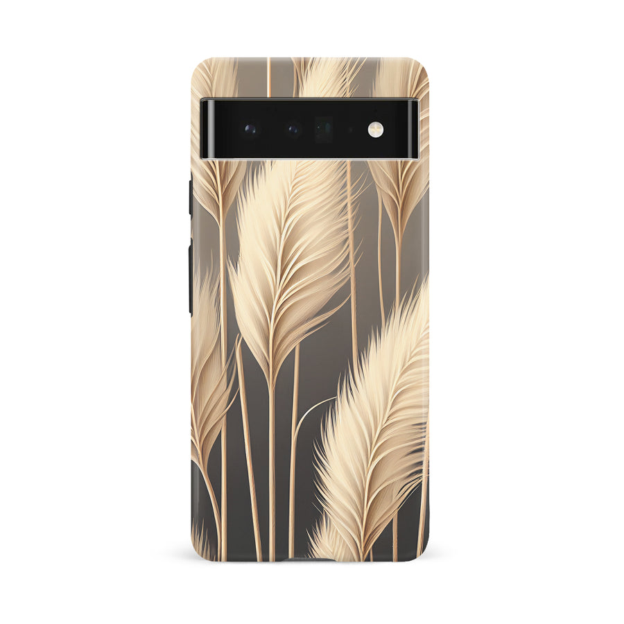 Google Pixel 6A Pampas Grass Phone Case in Cream