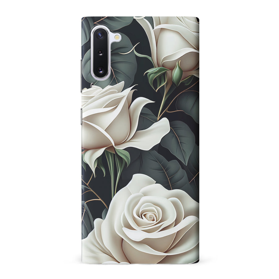 Samsung Galaxy Note 10 White Roses Phone Case in Green