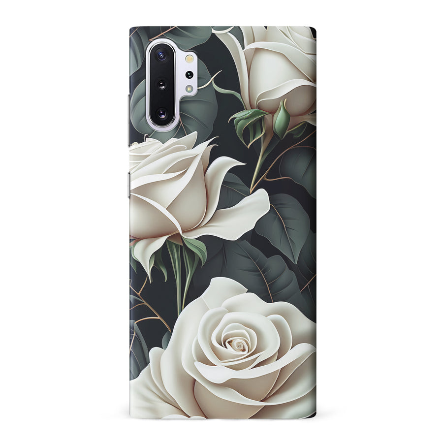 Samsung Galaxy Note 10 Plus White Roses Phone Case in Green
