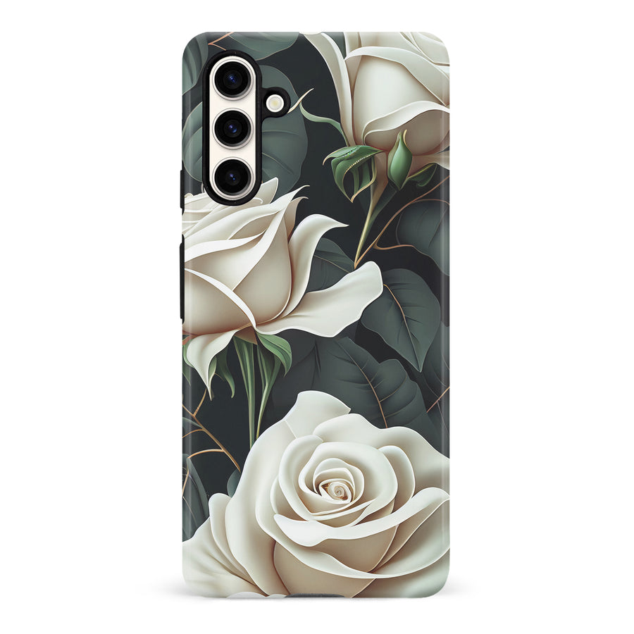 Samsung S23 FE White Roses Floral Phone Case