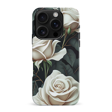 iPhone 16 Pro Max White Roses Phone Case in Green