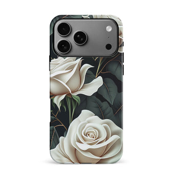 iPhone 17 Pro Max White Roses Floral Phone Case