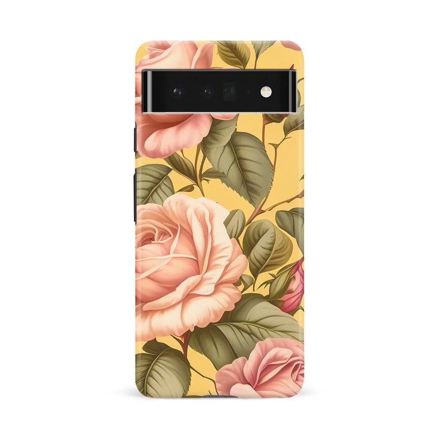 Google Pixel 6A Roses Phone Case in Yellow