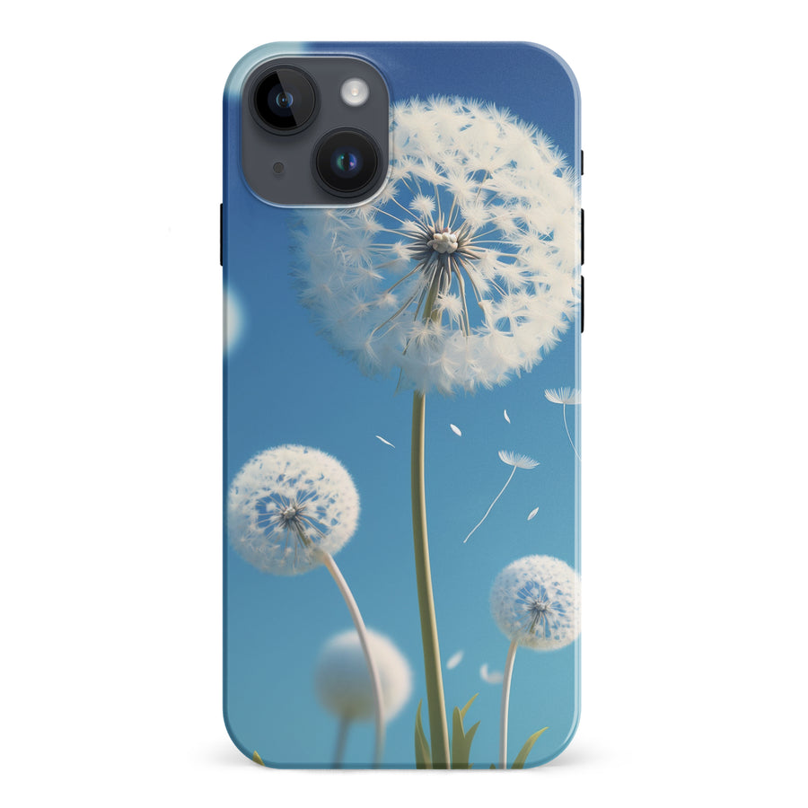 iPhone 15 Plus Dandelion Phone Case in Blue
